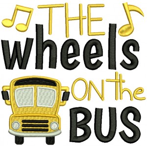 The Wheels On The Bus Children Rhymes Filled Machine Embroidery Design Digitized Pattern